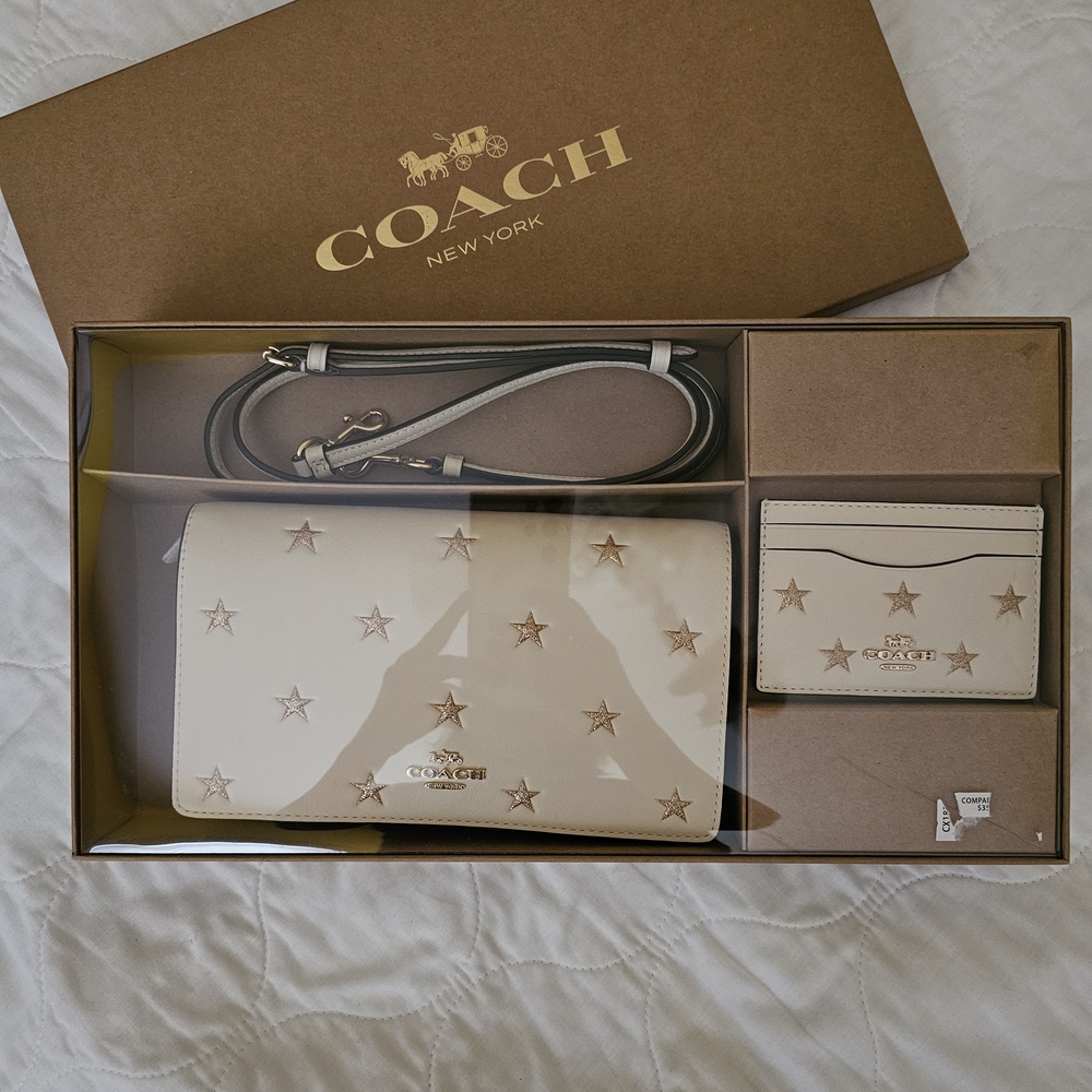 NWOT Coach Star-Embellished Wallet and Card Holder Set
